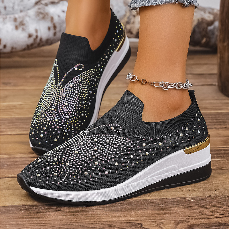 Vanessa | Rhinestone Butterfly Slip-On Sneakers