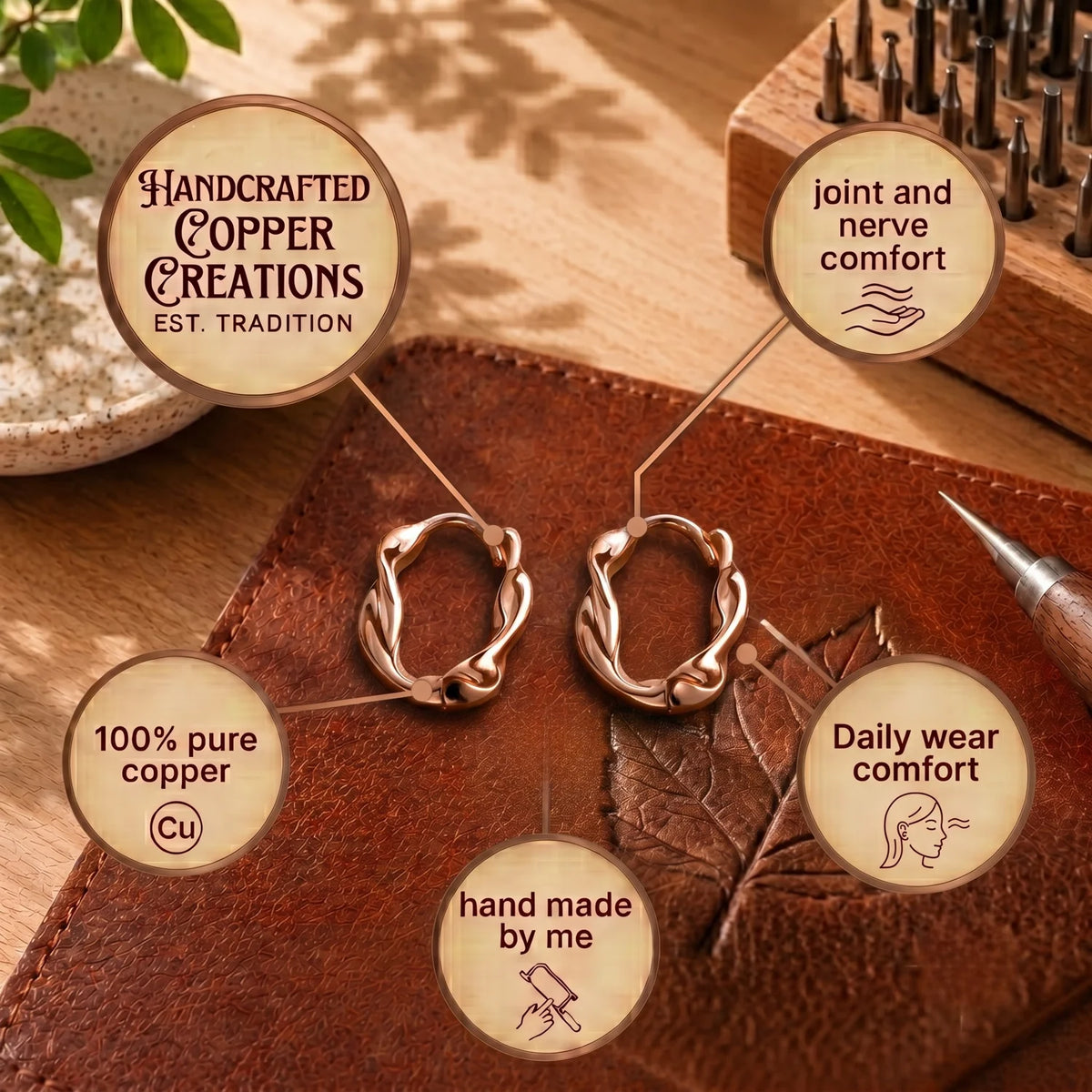 Swirl Copper Earrings