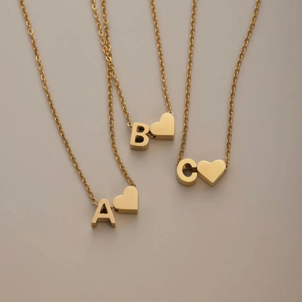 Timeless Initial Necklace with Heart Pendant