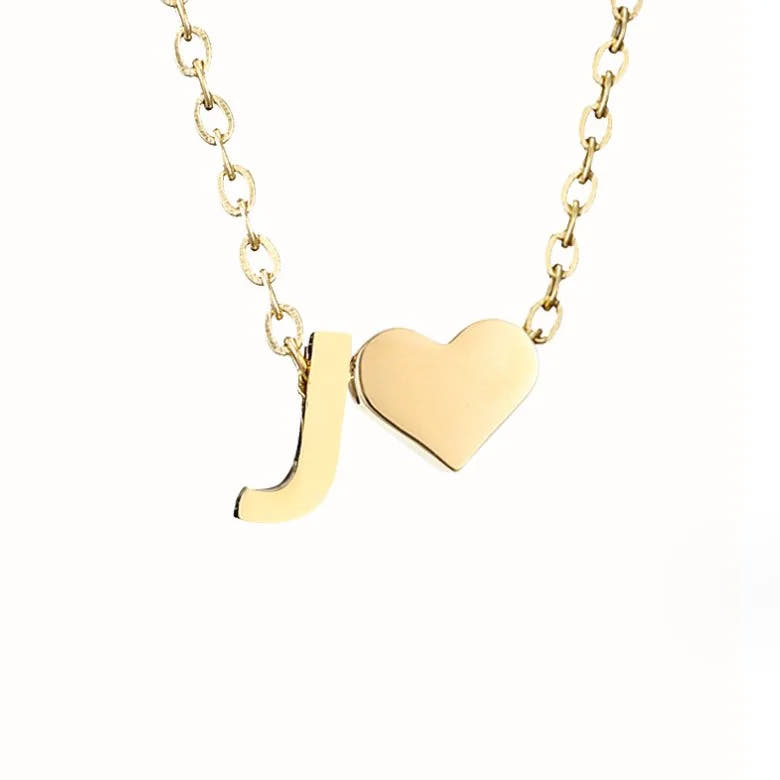 Timeless Initial Necklace with Heart Pendant