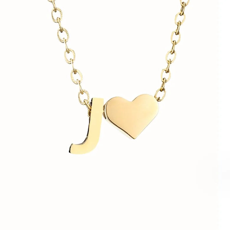 Timeless Initial Necklace with Heart Pendant