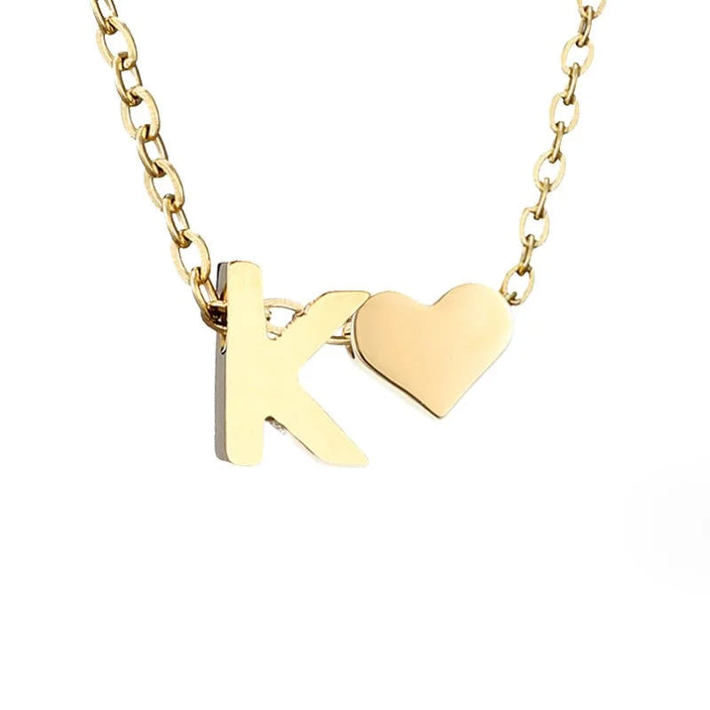 Timeless Initial Necklace with Heart Pendant