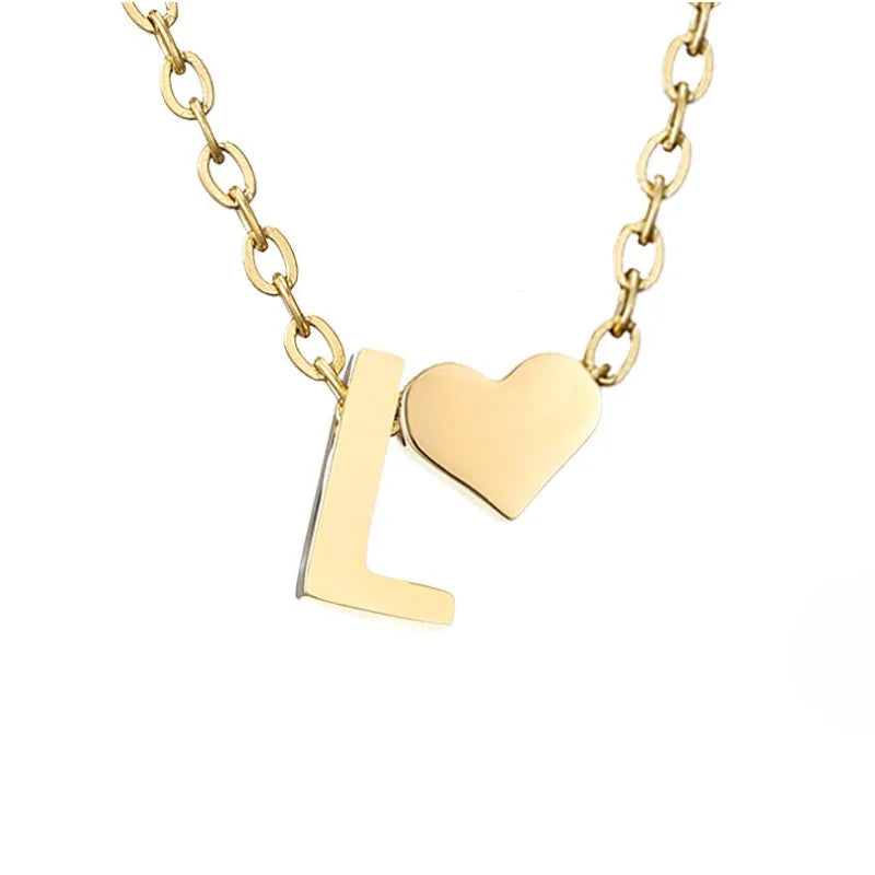 Timeless Initial Necklace with Heart Pendant