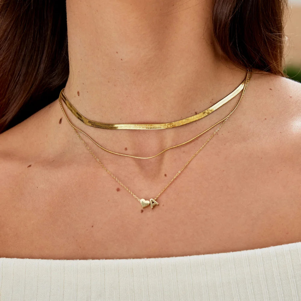 Timeless Initial Necklace with Heart Pendant