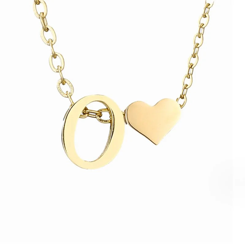 Timeless Initial Necklace with Heart Pendant