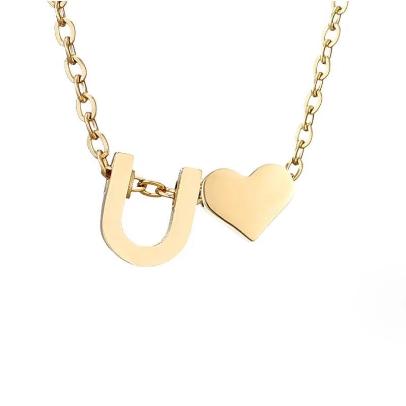Timeless Initial Necklace with Heart Pendant