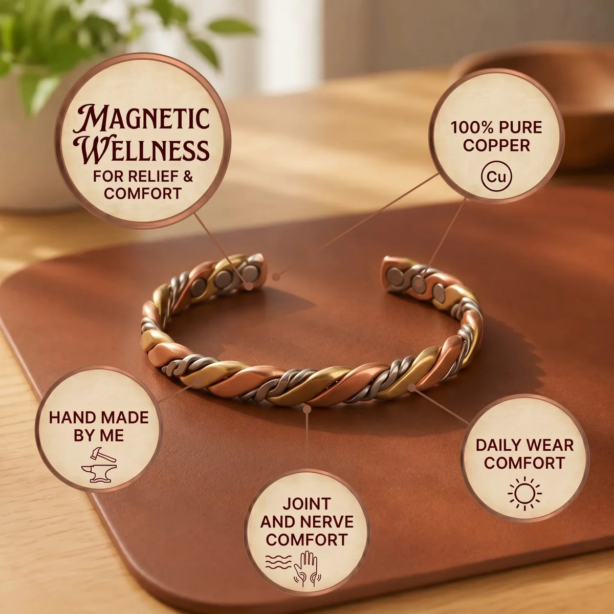 Tricolor Copper Bracelet