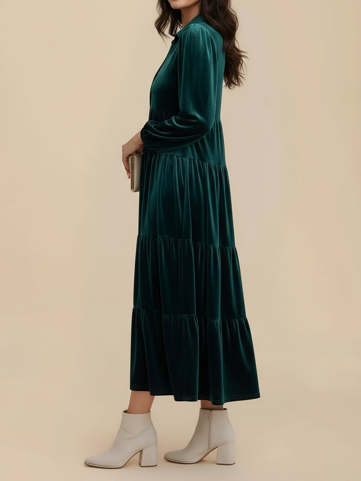 Samanta | Velvet Tiered Midi Dress