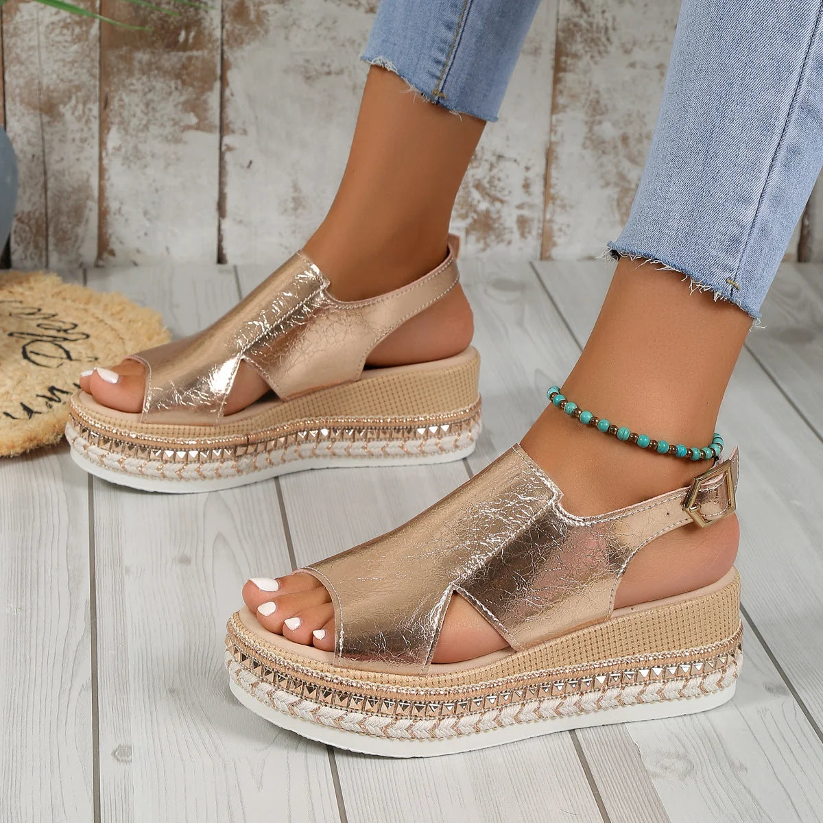 Veronica | Metallic Platform Comfort Sandals