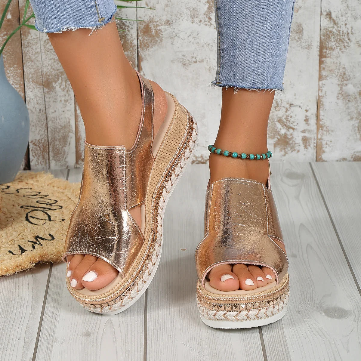 Veronica | Metallic Platform Comfort Sandals