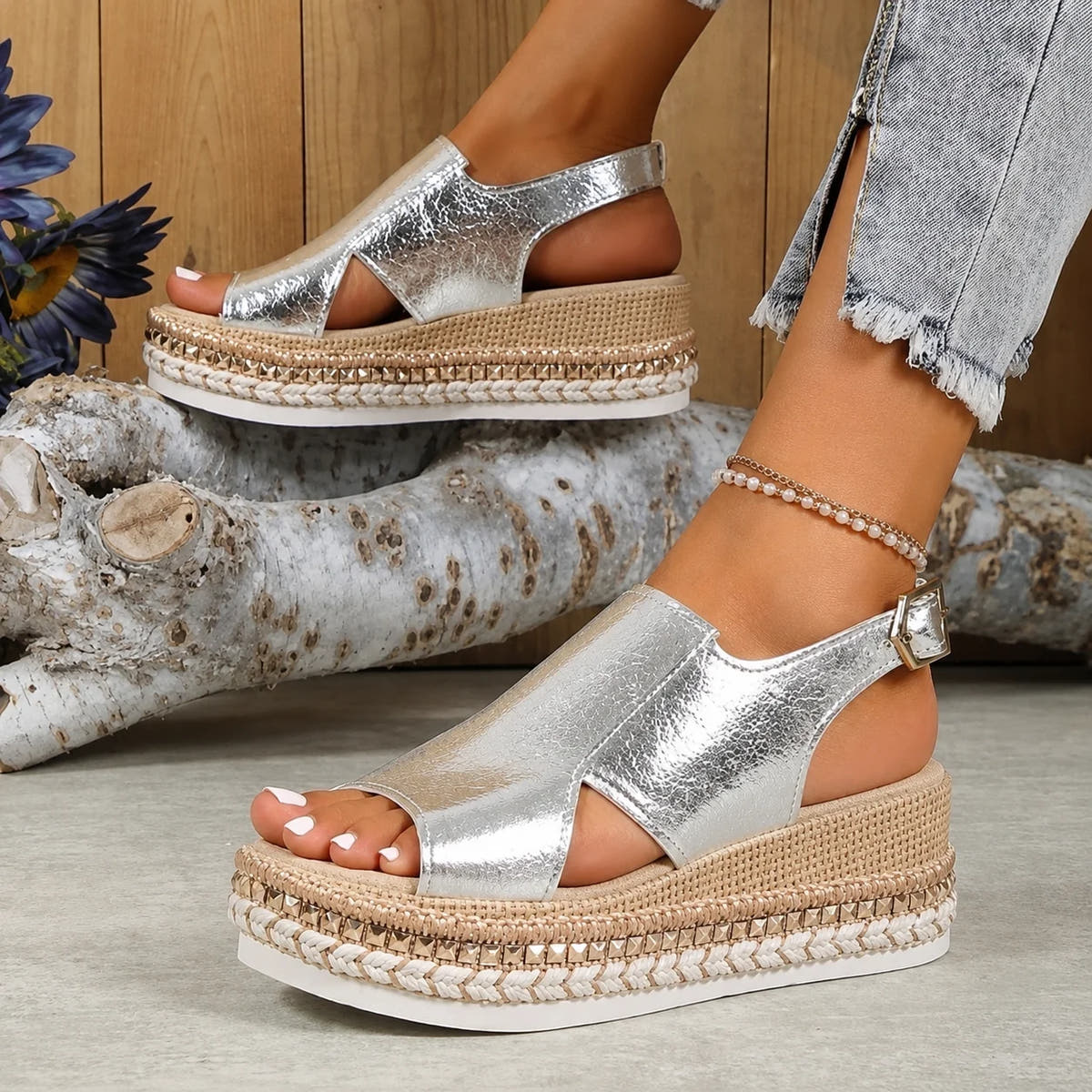 Veronica | Metallic Platform Comfort Sandals