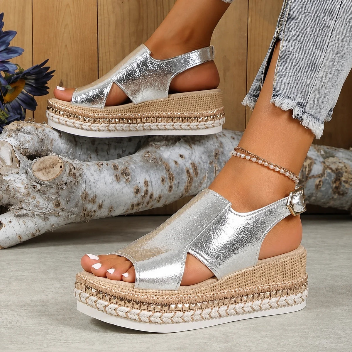 Veronica | Metallic Platform Comfort Sandals