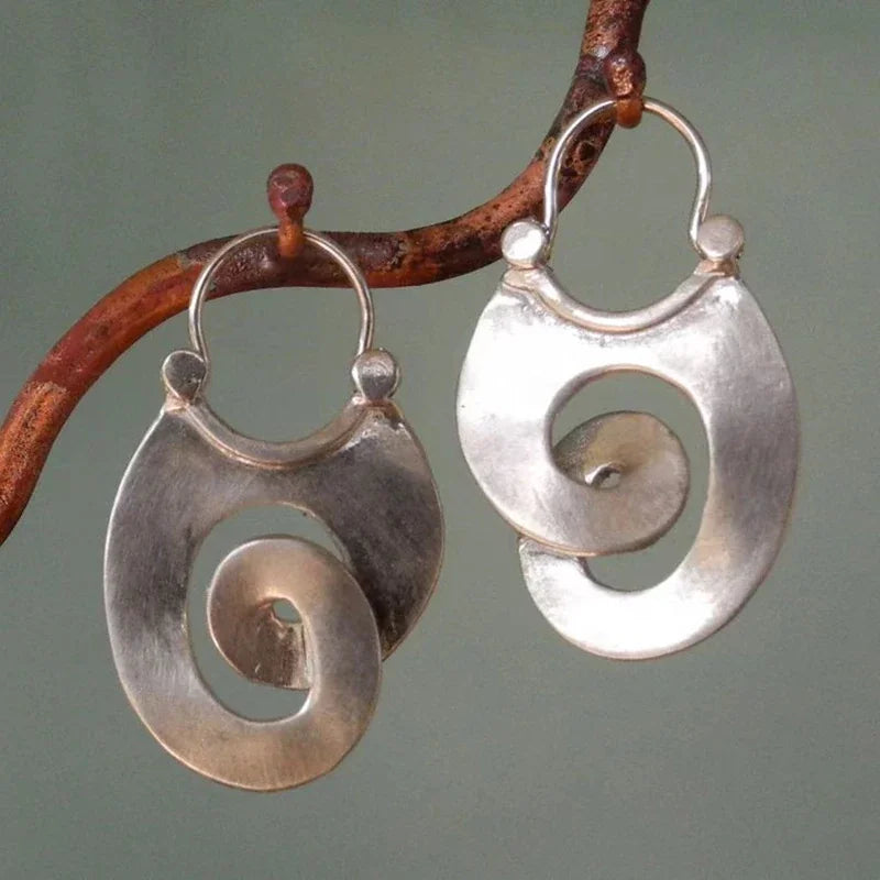Vintage Irregular Silver-Tone Earrings