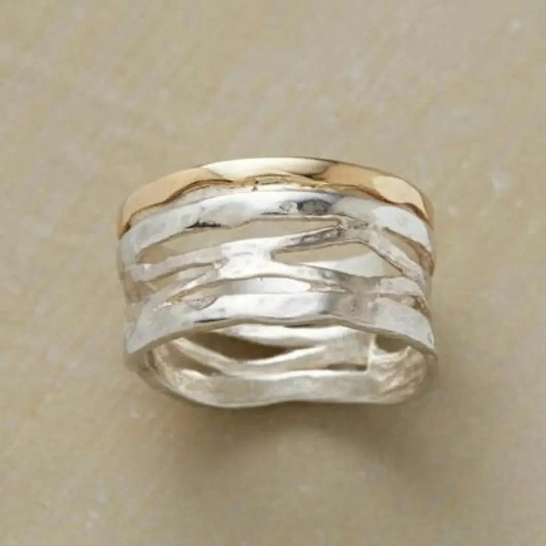 Vintage Openwork Gold and Silver Ring