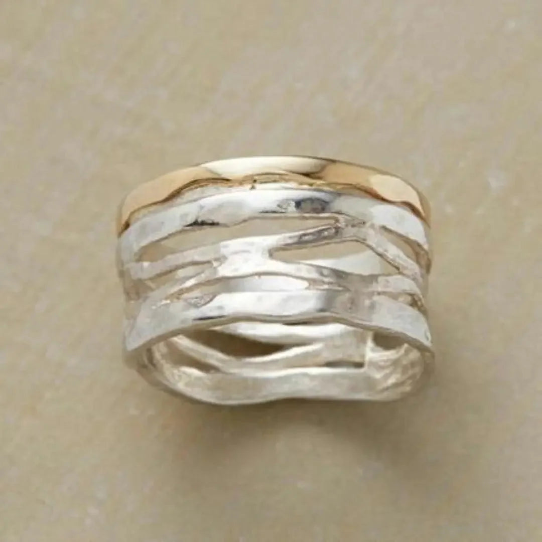 Vintage Openwork Gold and Silver Ring