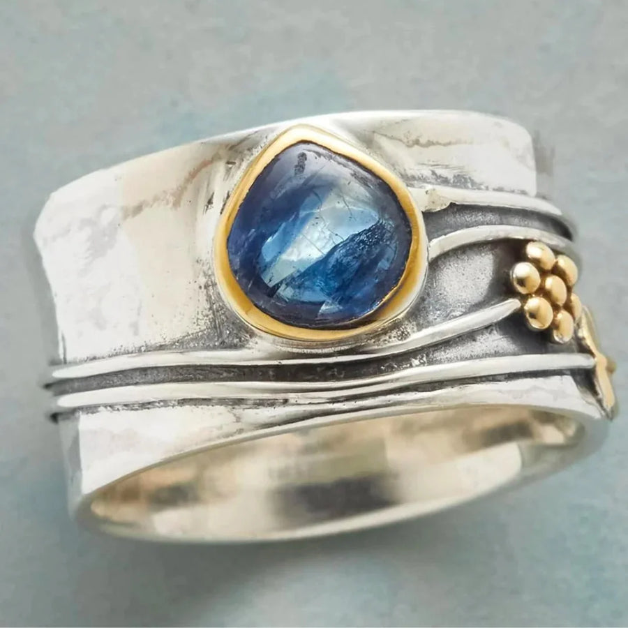 Vintage Silver-Plated Blue Sapphire Ring