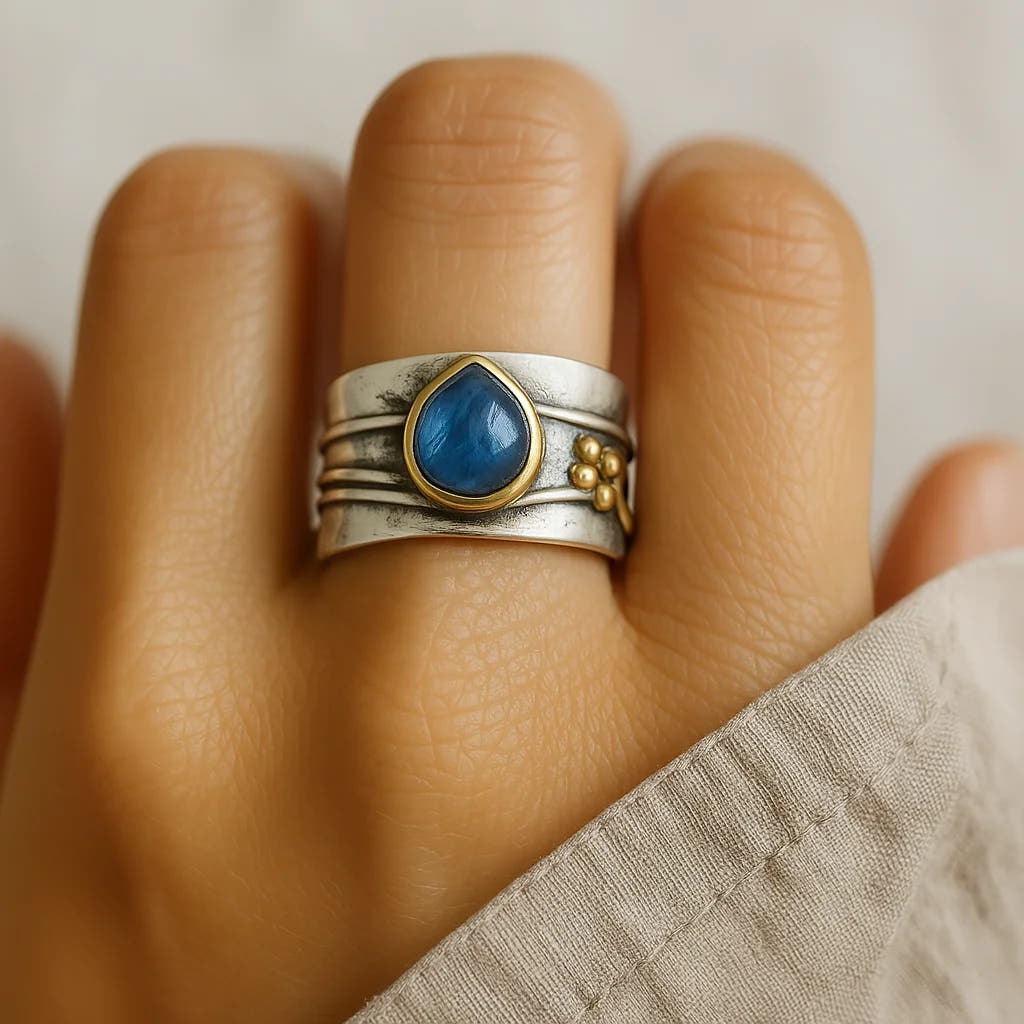 Vintage Silver-Plated Blue Sapphire Ring