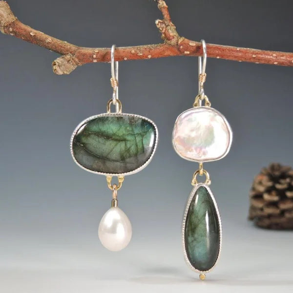 Vintage Silver-Tone Earrings with Stone Accents