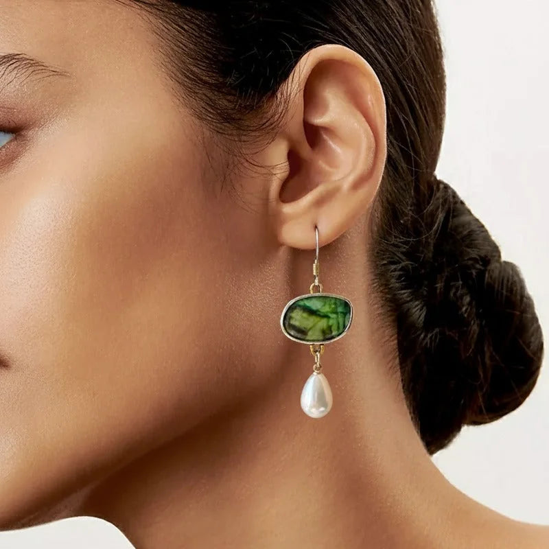 Vintage Silver-Tone Earrings with Stone Accents