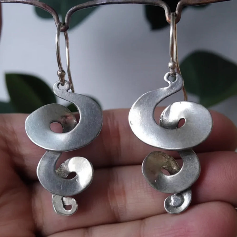 Vintage Silver-Tone Spiral Earrings
