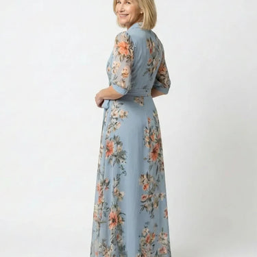 Elowen | Floral Wrap V Neck Maxi Dress