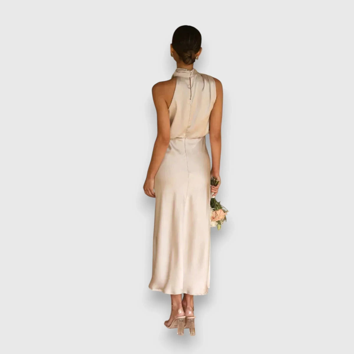 Damaris | Satin Cowl-Neck Midi Dress