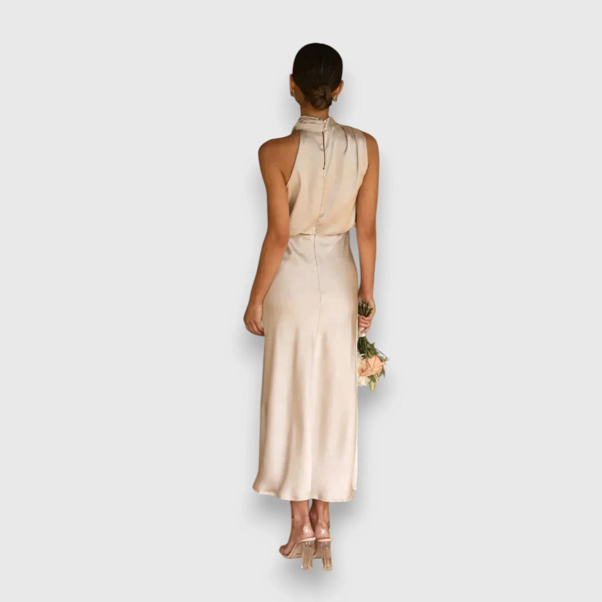 Damaris | Satin Cowl-Neck Midi Dress