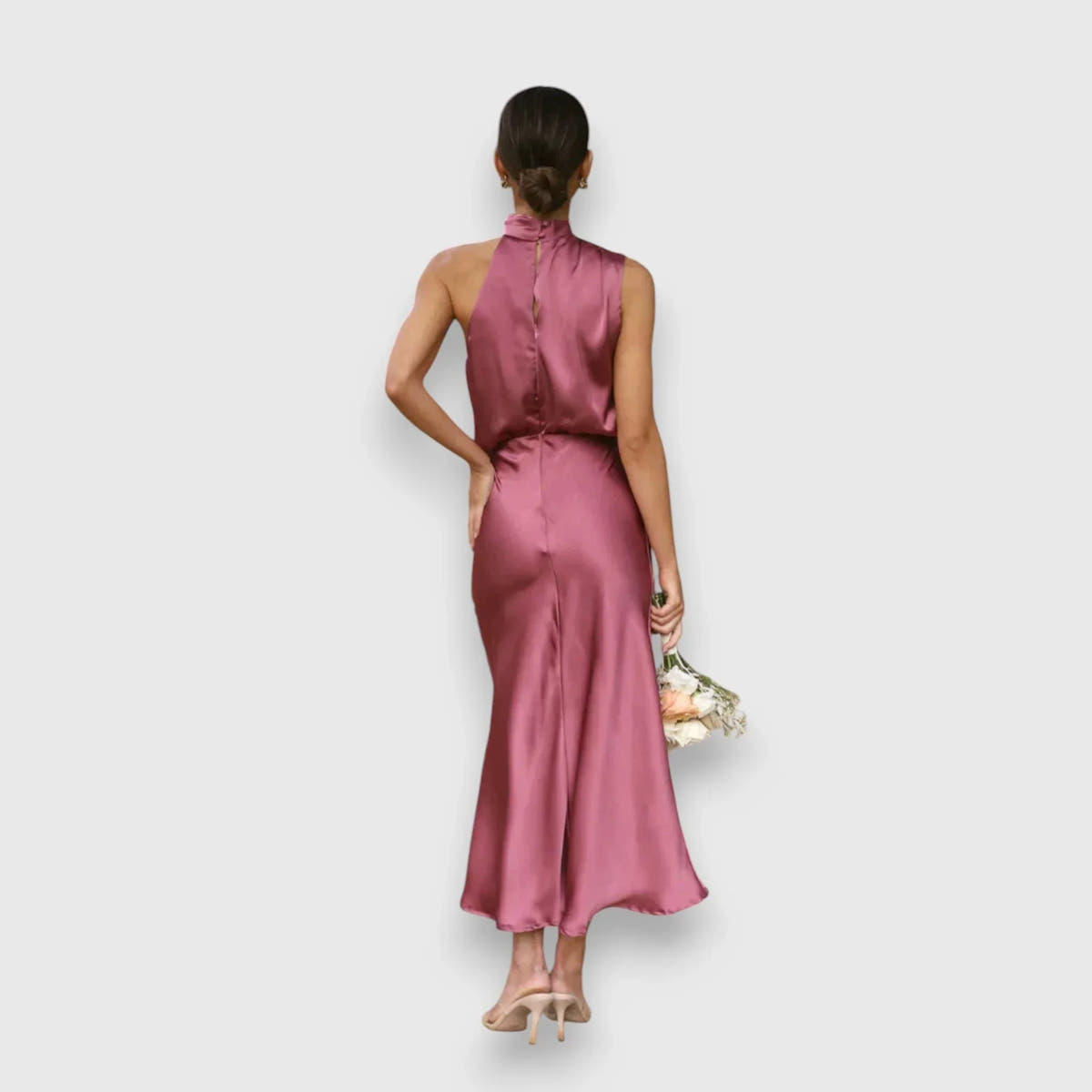 Damaris | Satin Cowl-Neck Midi Dress