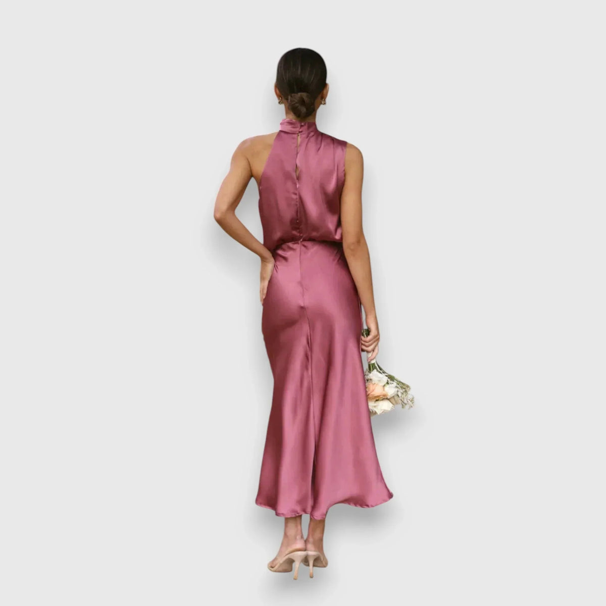 Damaris | Satin Cowl-Neck Midi Dress