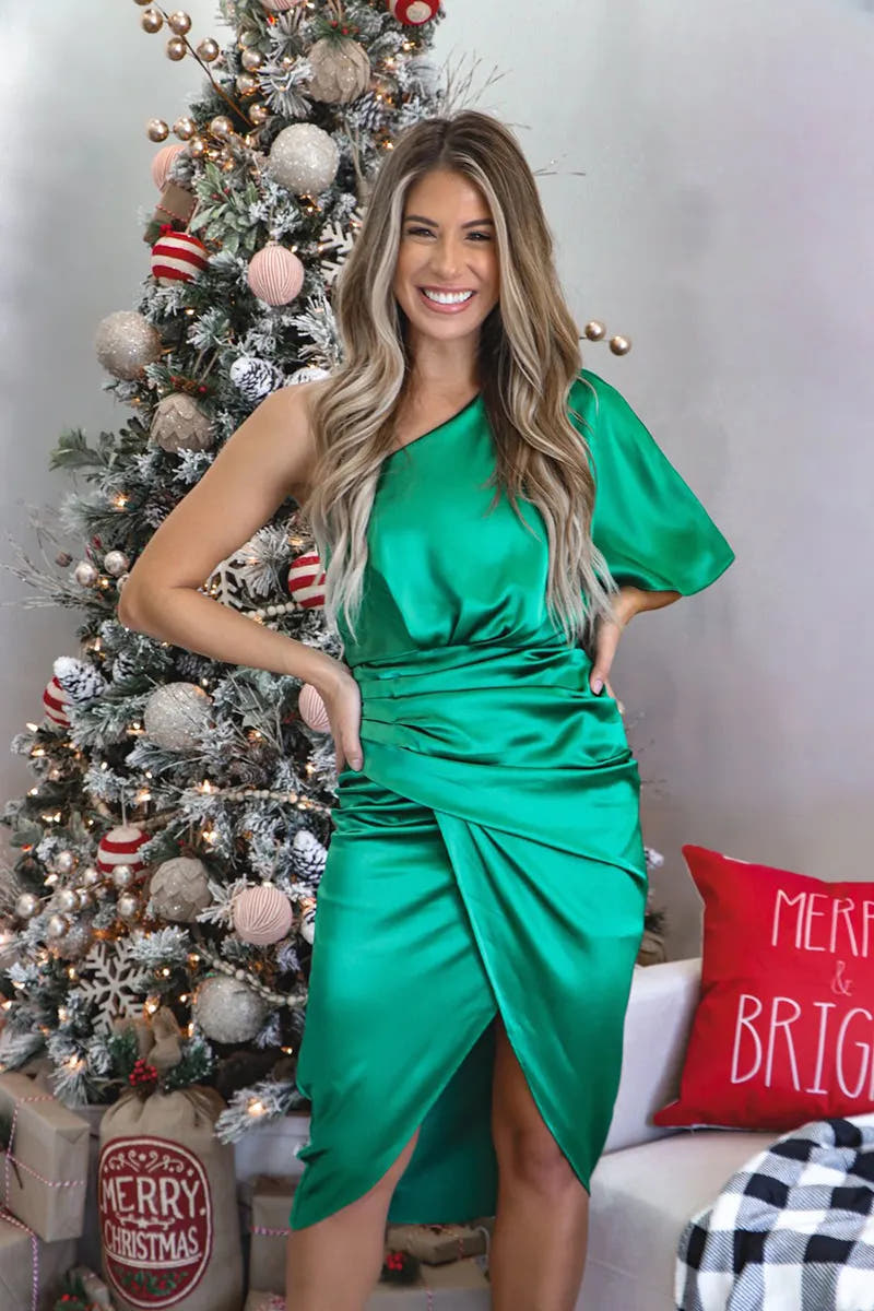 Therese | Satin One-Shoulder Midi Dress