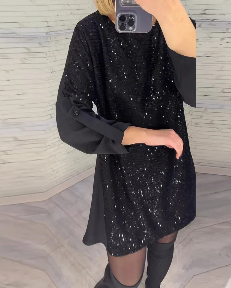 Teodora | Sequin Long-Sleeve Shift Dress