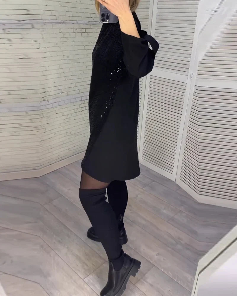 Teodora | Sequin Long-Sleeve Shift Dress