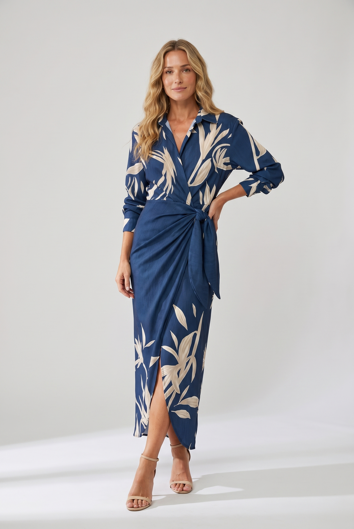 Isabella | Leaf Print Maxi Wrap Dress