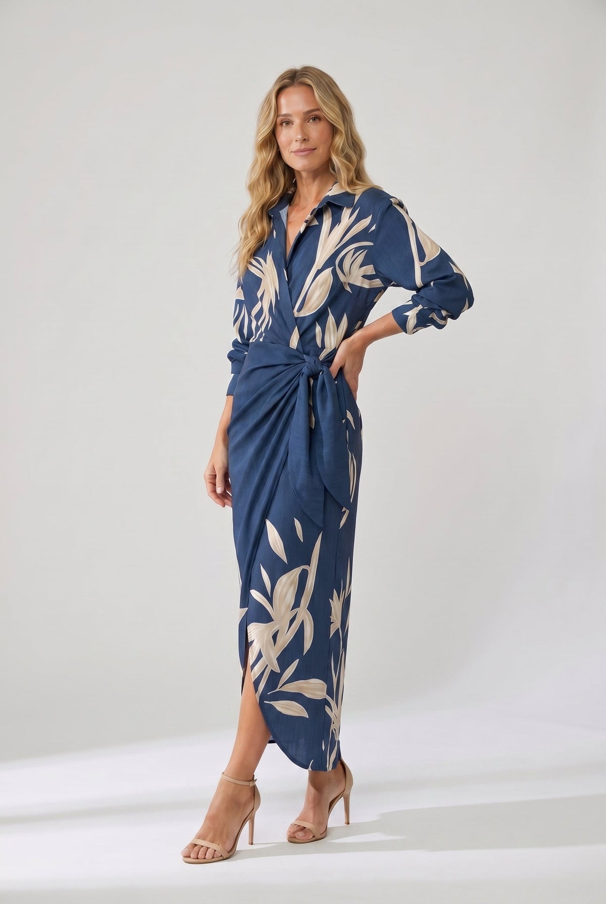 Isabella | Leaf Print Maxi Wrap Dress