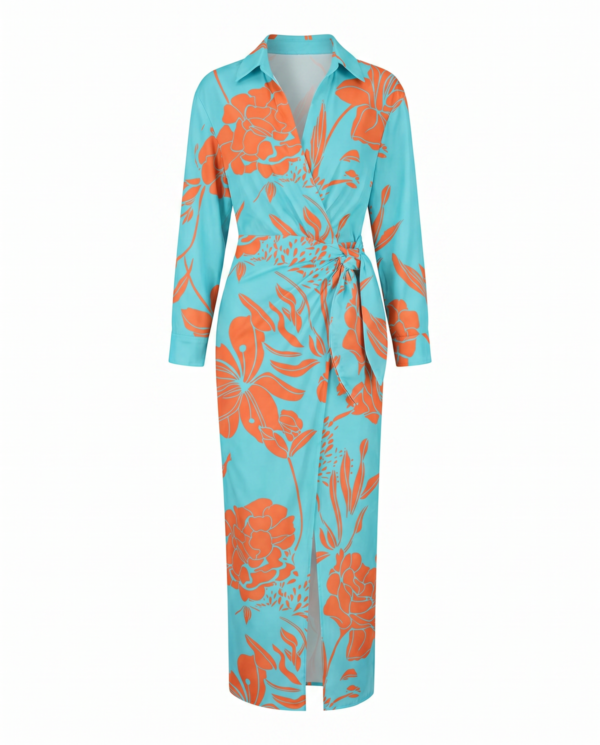 Isabella | Leaf Print Maxi Wrap Dress