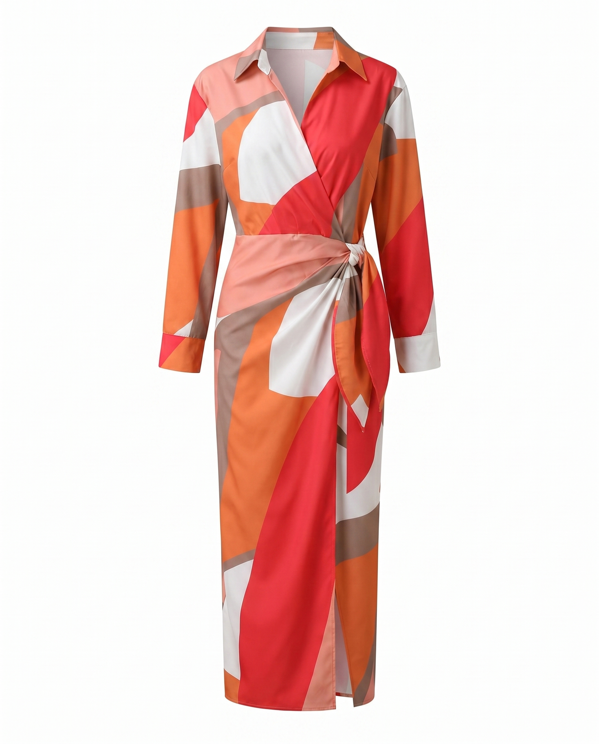 Isabella | Leaf Print Maxi Wrap Dress