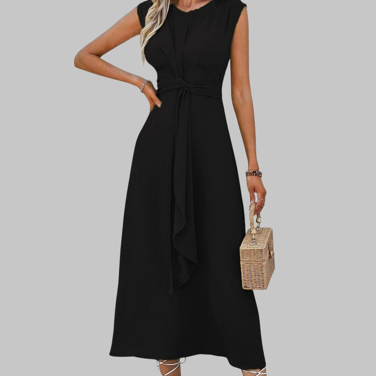 Vanora | A-Line Sleeveless Midi Dress