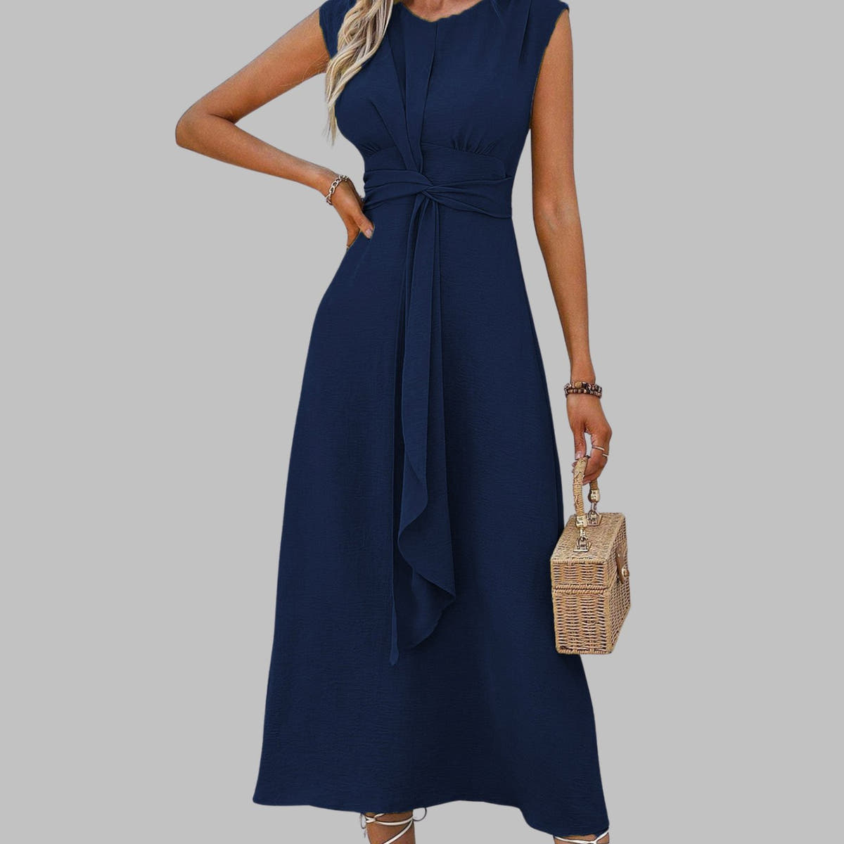 Vanora | A-Line Sleeveless Midi Dress