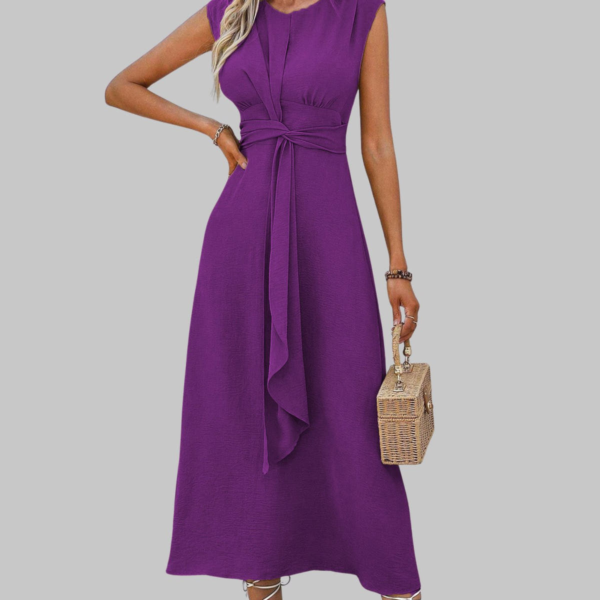 Vanora | A-Line Sleeveless Midi Dress