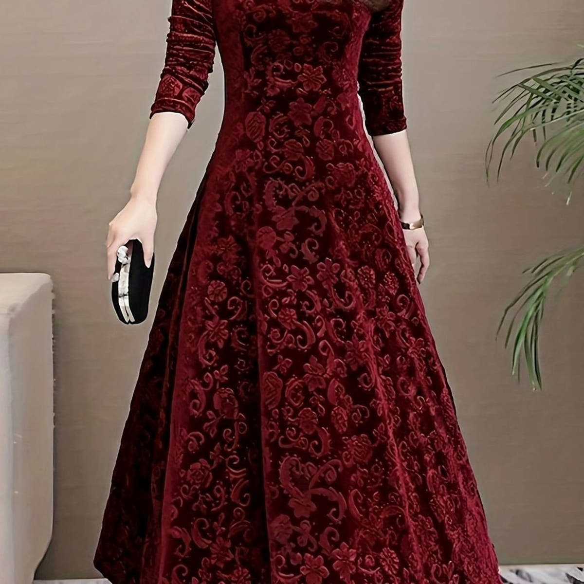 Perrine | Velvet V-Neck A-Line Dress
