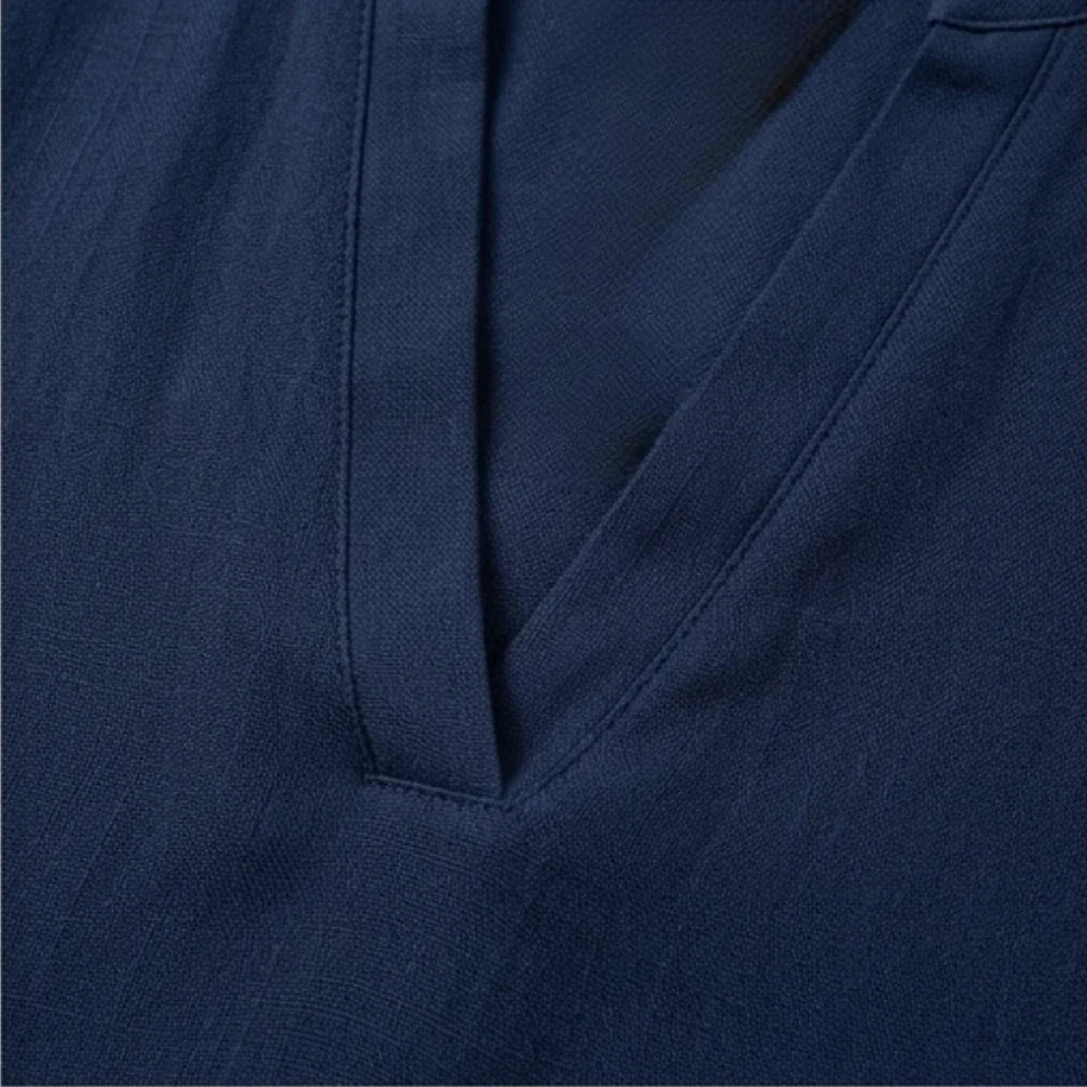 Wovena | Breezy V-Neck Blouse with Curved Hem
