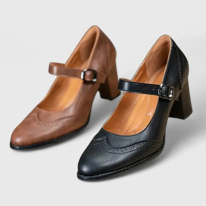 Wren | Brogue-Detail Buckle-Strap Mary Jane Pumps