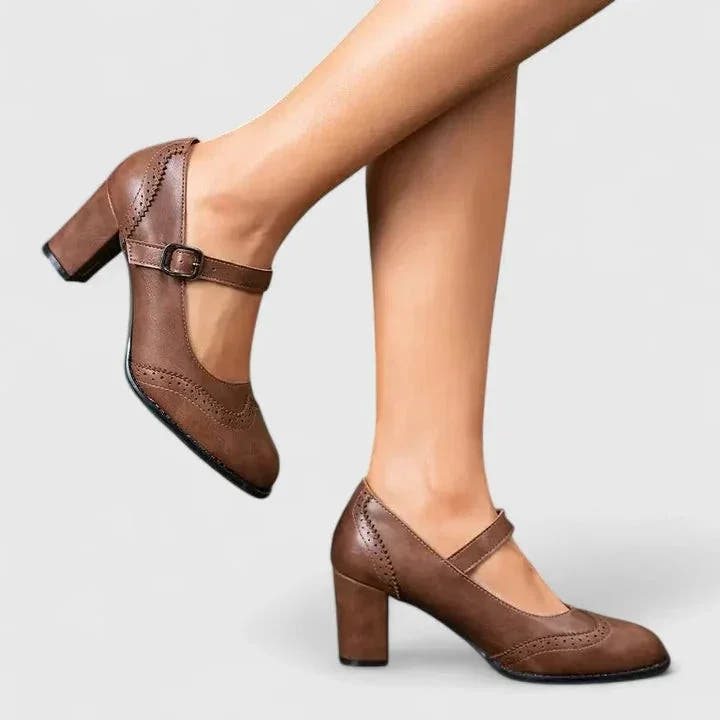 Wren | Brogue-Detail Buckle-Strap Mary Jane Pumps