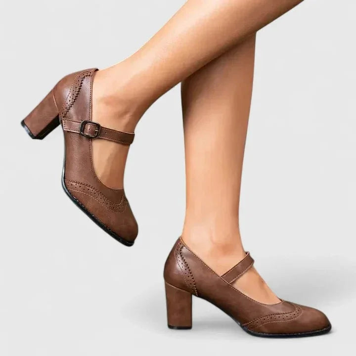 Wren | Brogue-Detail Buckle-Strap Mary Jane Pumps
