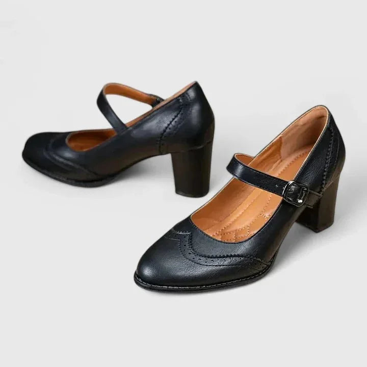 Wren | Brogue-Detail Buckle-Strap Mary Jane Pumps